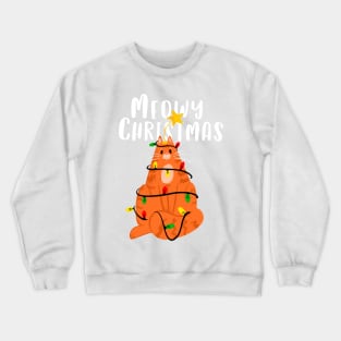 Meowy Christmas Funny Ginger Cat Crewneck Sweatshirt